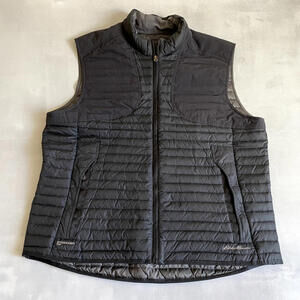 Eddie Bauer Vest Mens XL Black Down Fill Stormdown 700 Black Quilted‎ Outdoor